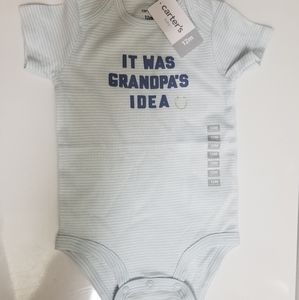 Carter's onesie NWT 12m "It was grandpa's idea"